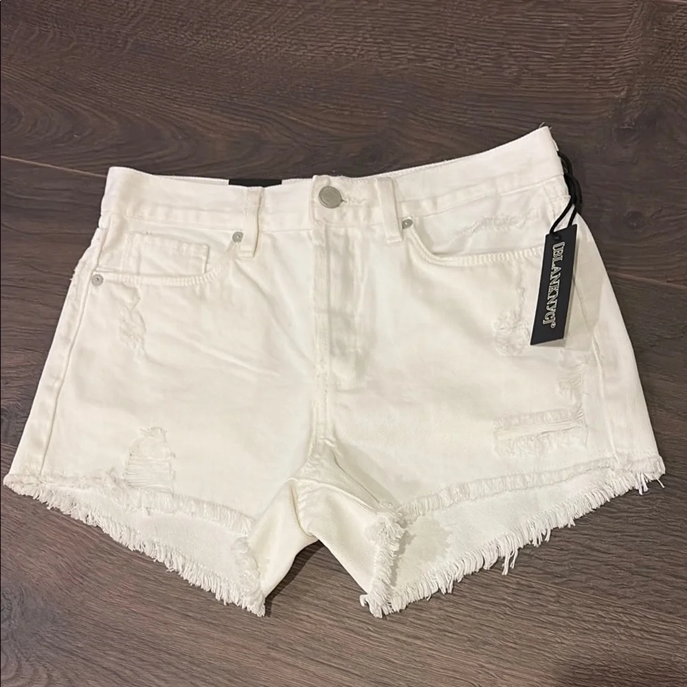 BlankNYC White Distressed Cutoff Denim Shorts Size 26 | 3” Inseam NWT